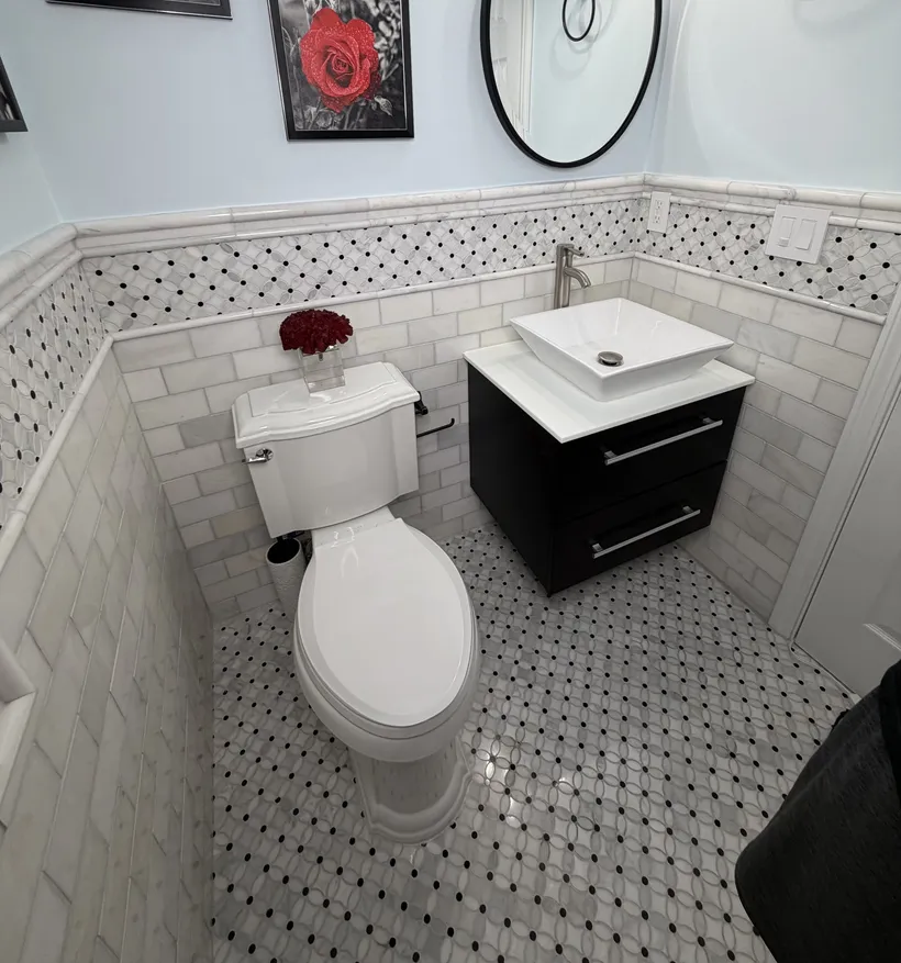 Luxury bathroom remodel with floating vanity