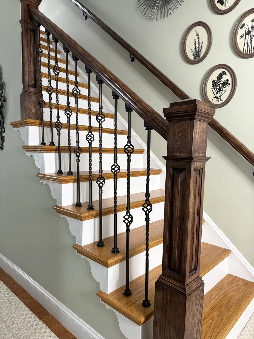Engineered hardwood flooring and staircase